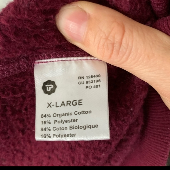 XL Pact Maroon Organic Cotton Zip Up Hoodie - Picture 4 of 4